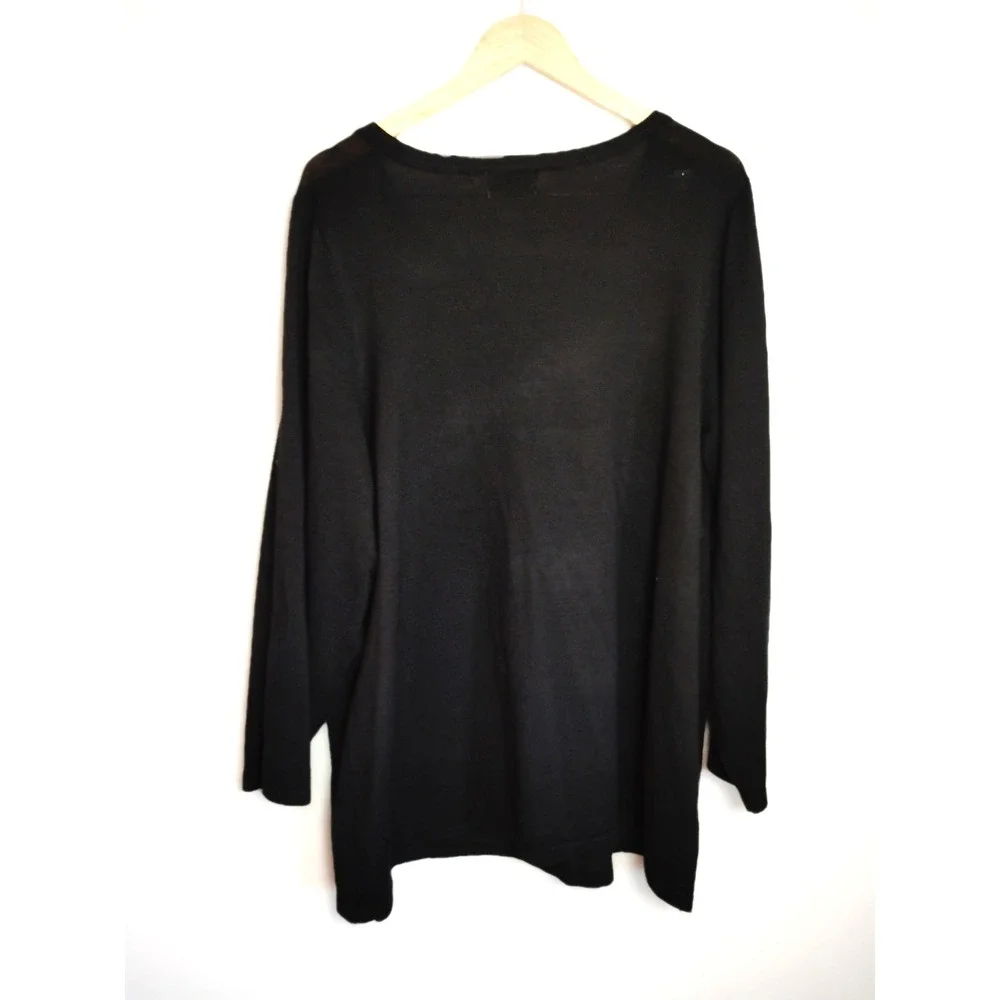 Carmen Women 3X Black Silver Neckline Sleeve Studded Pullover Sweater Gothic Y2K